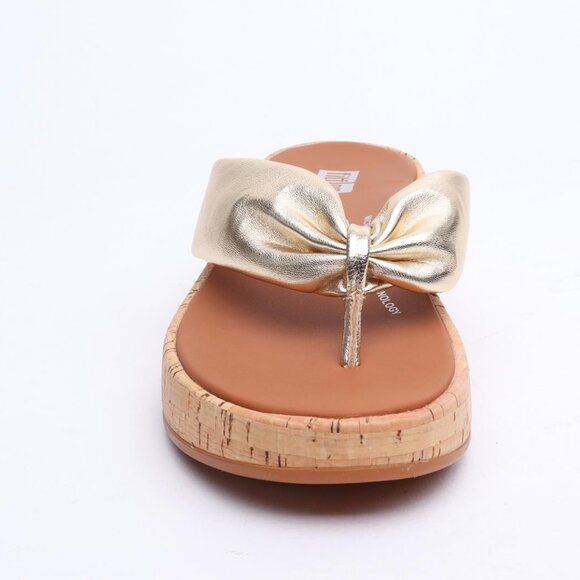 NEW FITFLOP F Mode Twist Cork Flatform Sandals With Toe Thongs Platino 462tn - Picture 6 of 13